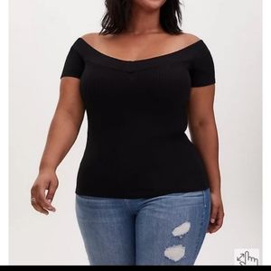 Torrid off the shoulder ribbed top